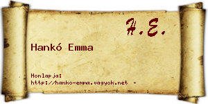 Hankó Emma névjegykártya